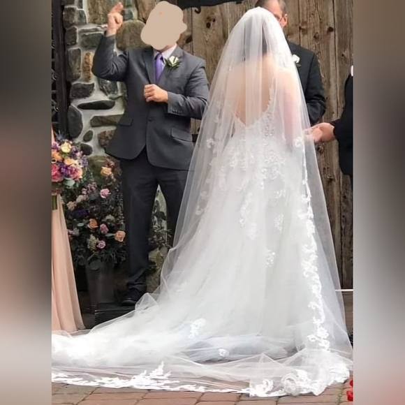 Wedding Dress with Cathedral Length Veil - Picture 4 of 7